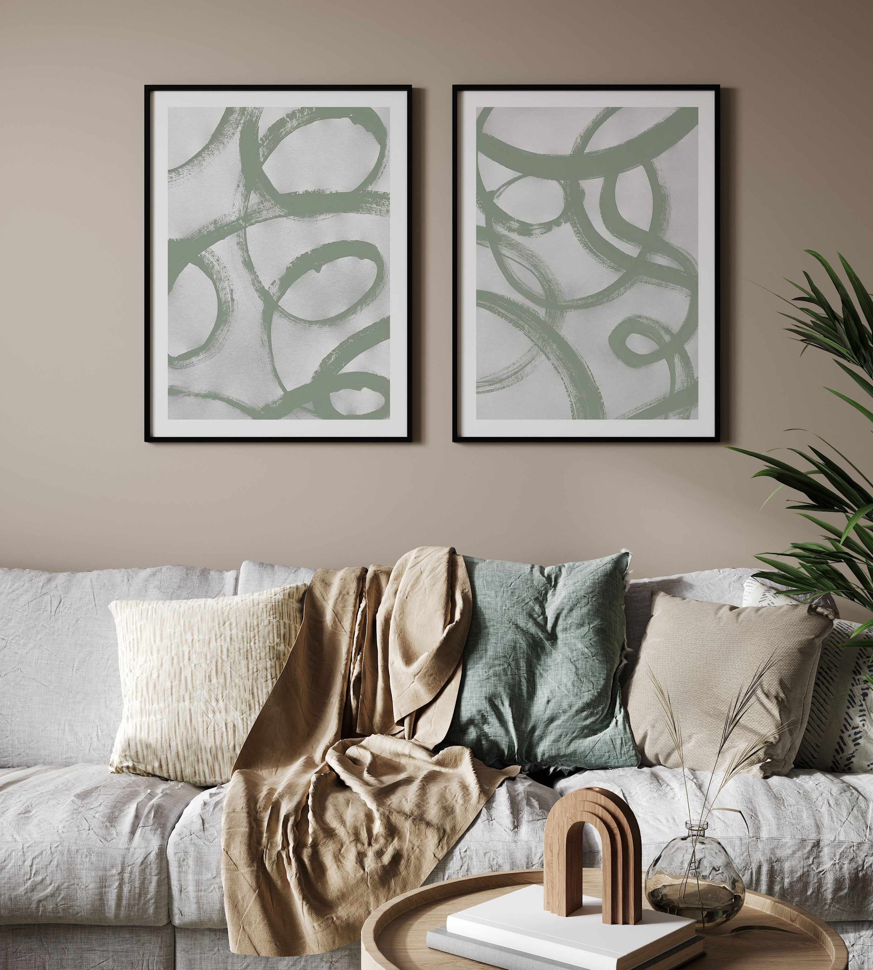 Acrylic Abstract II in Sage Art Print