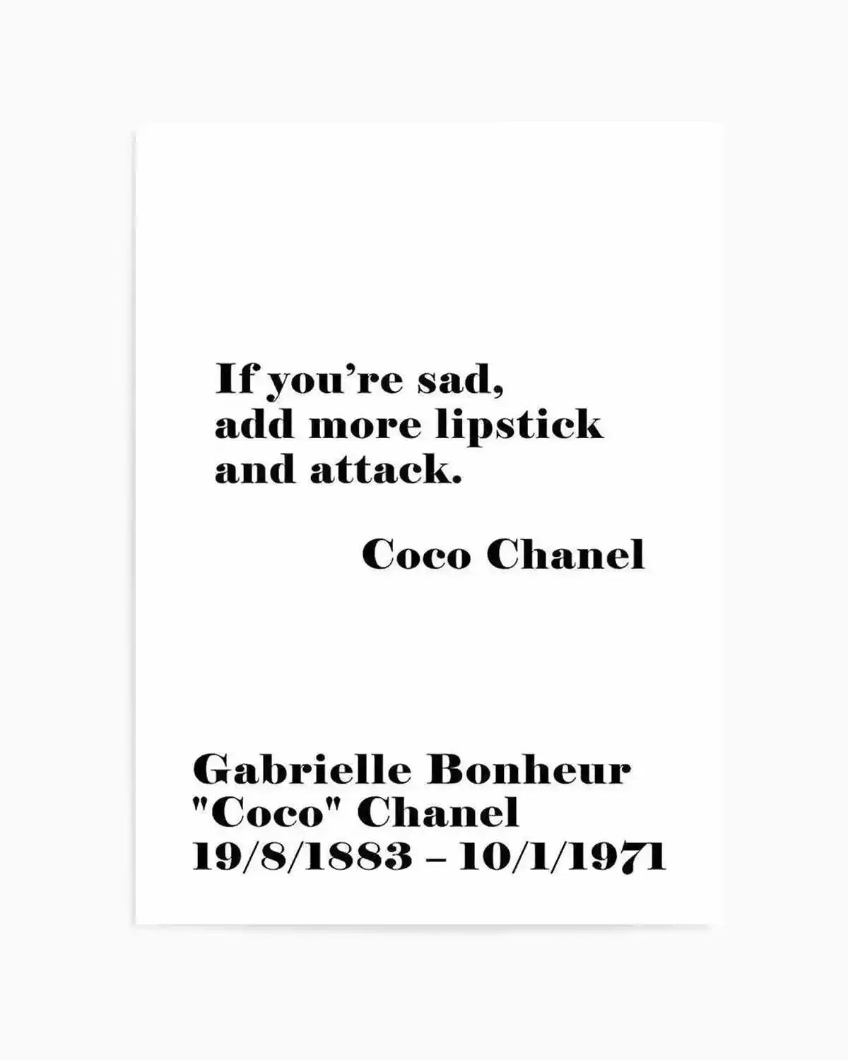 Add More Lipstick - Coco Chanel Art Print from Olive et Oriel where you can shop wallpaper and artworks online