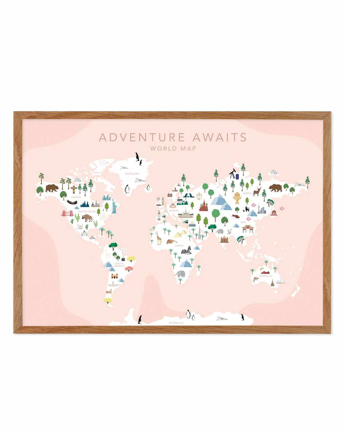 Adventure Awaits World Map | Blush Art Print