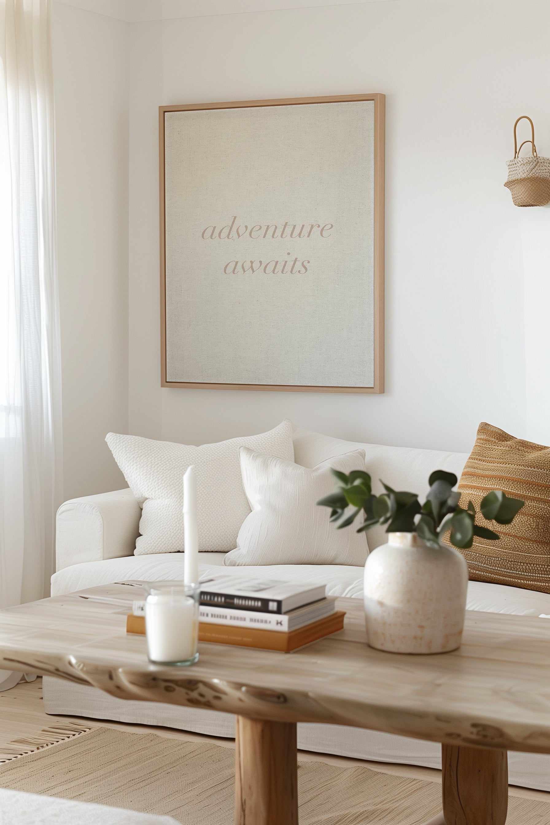 Adventure Awaits on Linen | 3 Colour Options | Framed Canvas Art Print