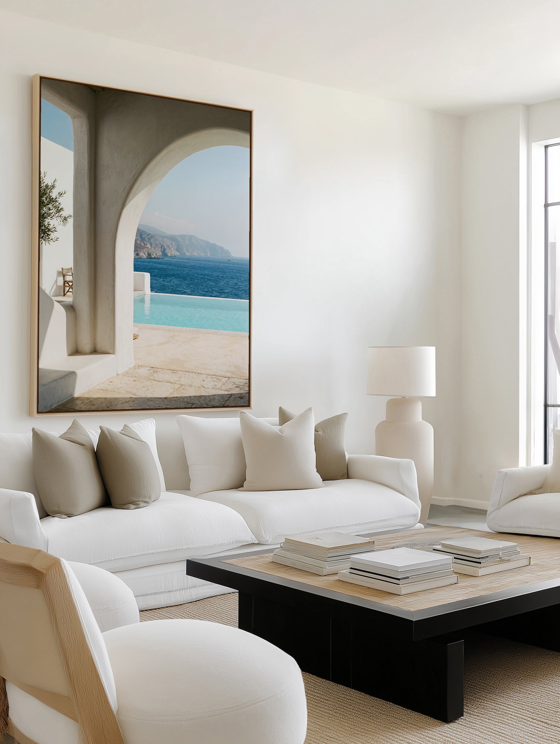 Aegean Infinity Pool | Framed Canvas Art Print