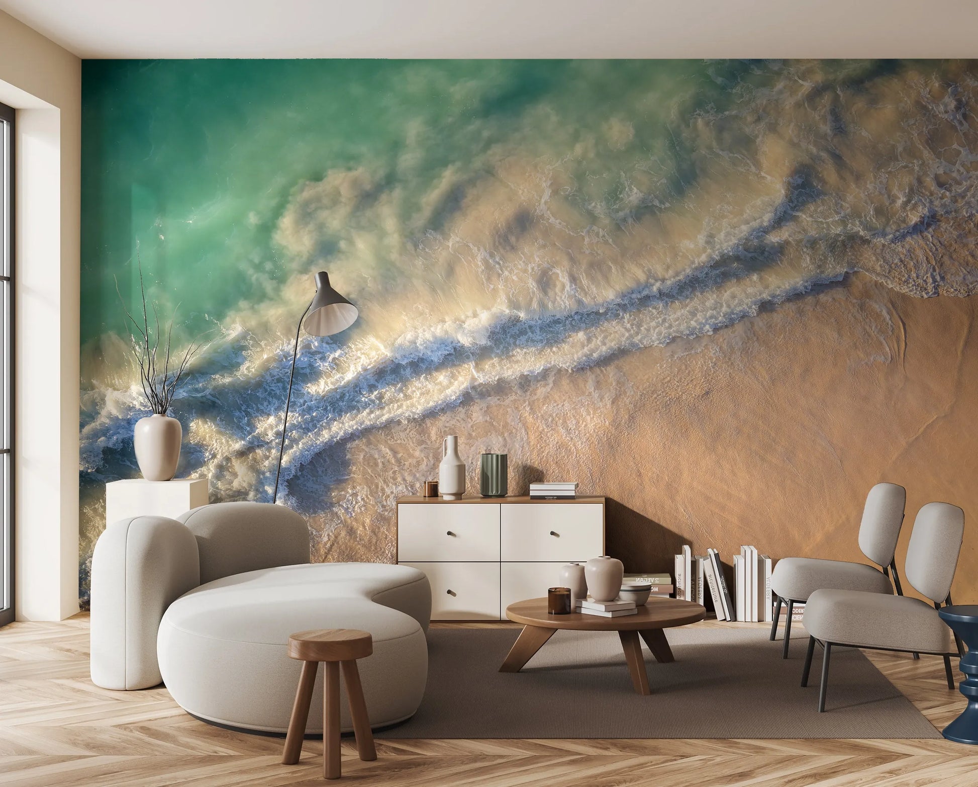 Aerial Shoreline Photo Mural Wallpaper from Olive et Oriel where you can shop wallpaper and artworks online