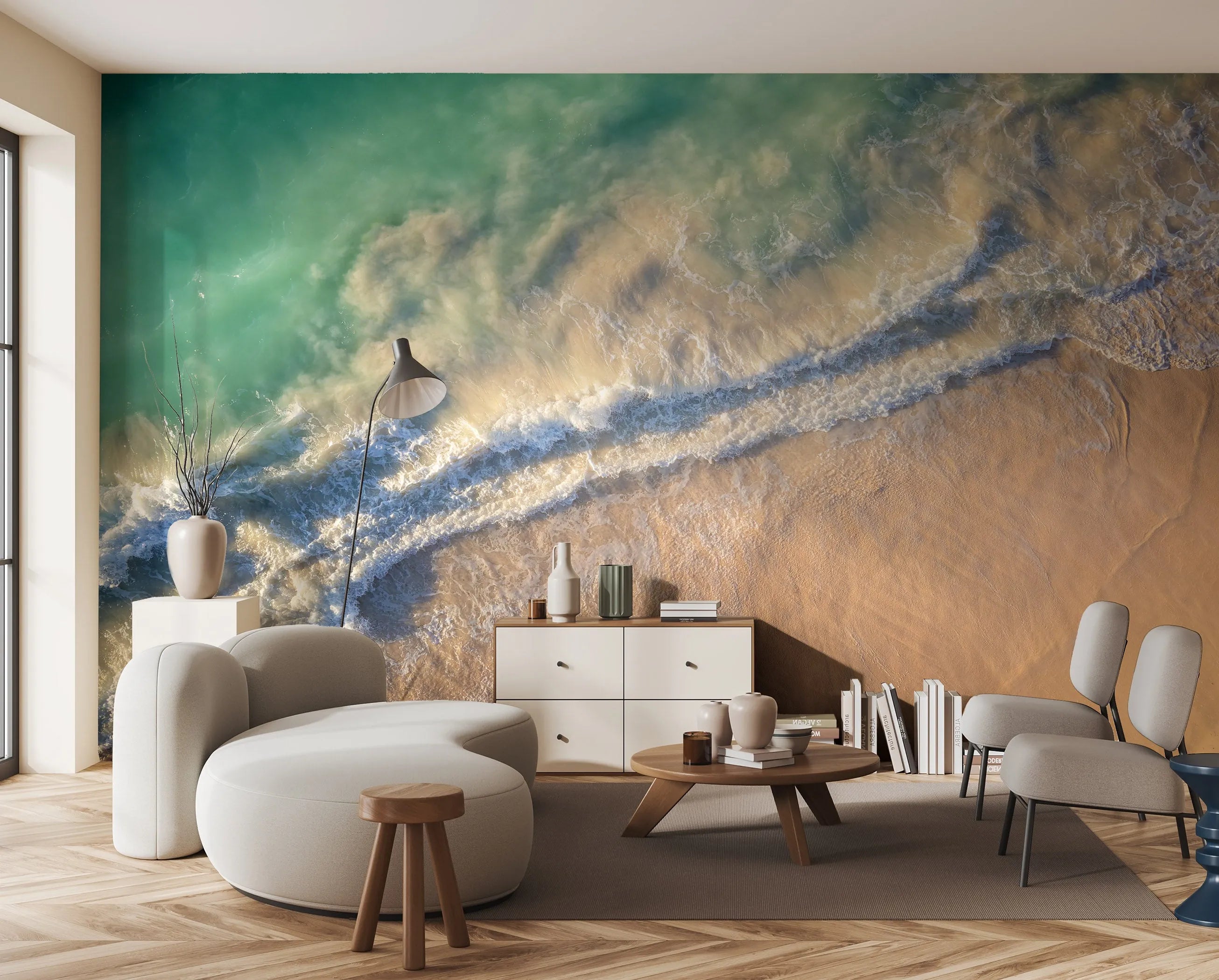 Aerial Shoreline Photo Mural Wallpaper from Olive et Oriel where you can shop wallpaper and artworks online
