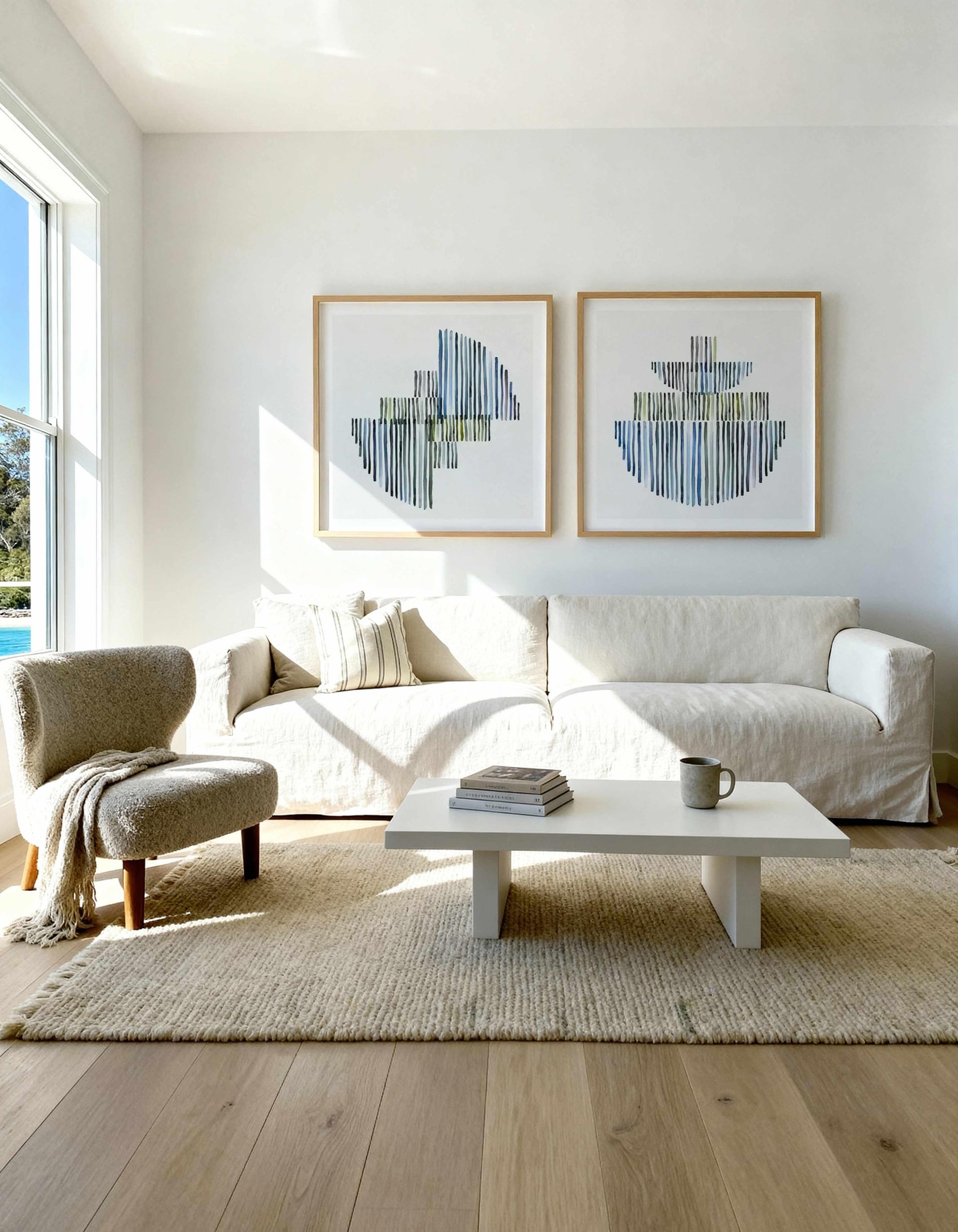 Agua Stripes Square I & II Art Print Set of 2 | Matching Wall Art from Olive et Oriel where you can shop wallpaper and artworks online