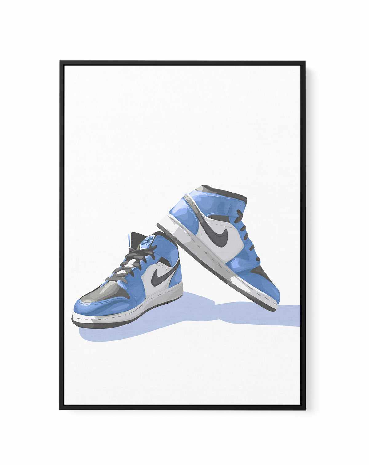 Air Jordans Blue | Framed Canvas Art Print