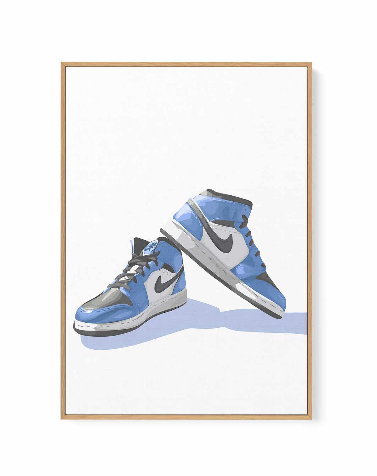 Air Jordans Blue | Framed Canvas Art Print