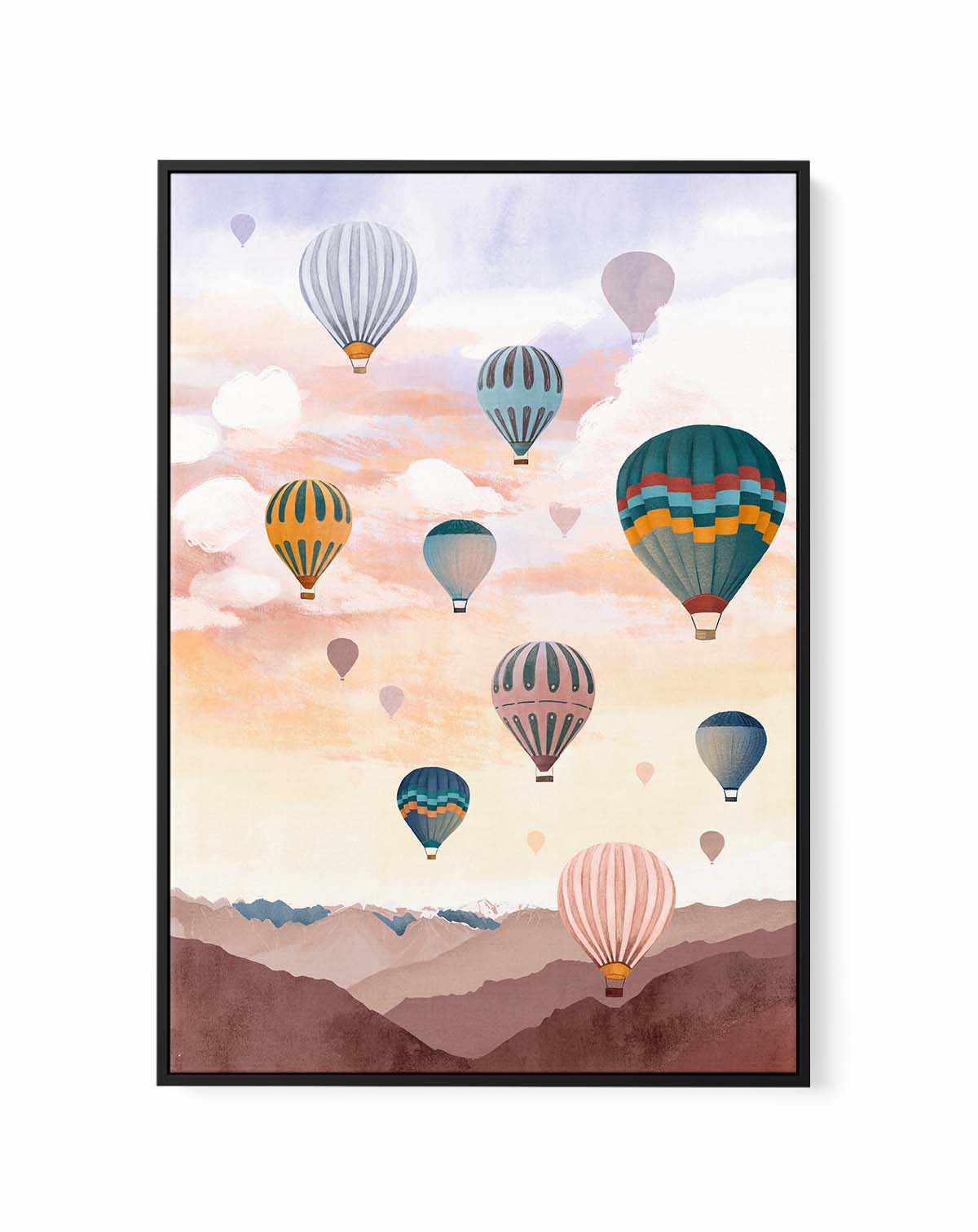 Airballoon Sky by Goed Blauw | Framed Canvas Art Print