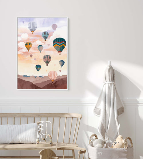 Airballoon Sky by Goed Blauw | Framed Canvas Art Print