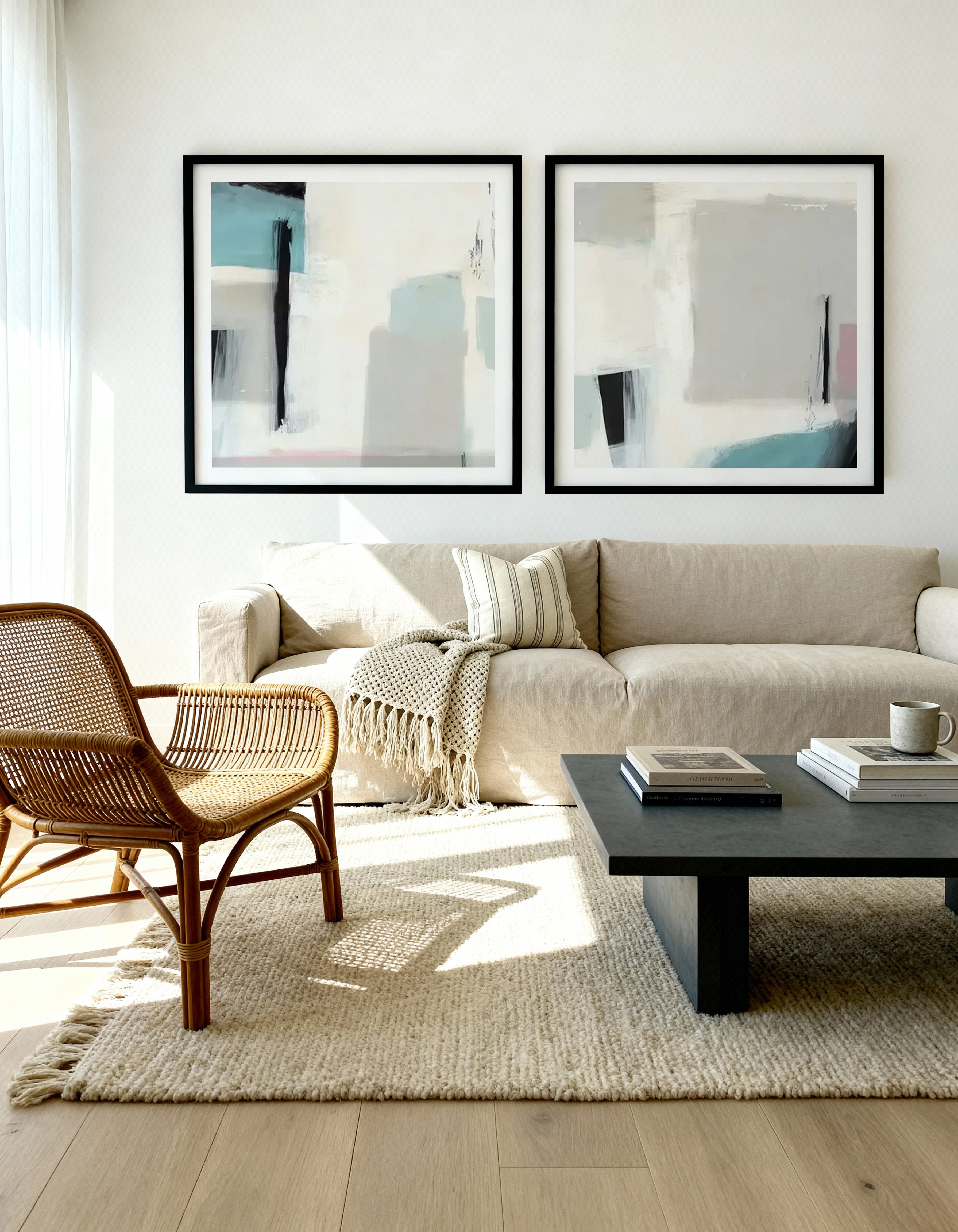 Aligned Square I & II Art Print Set of 2 | Matching Wall Art