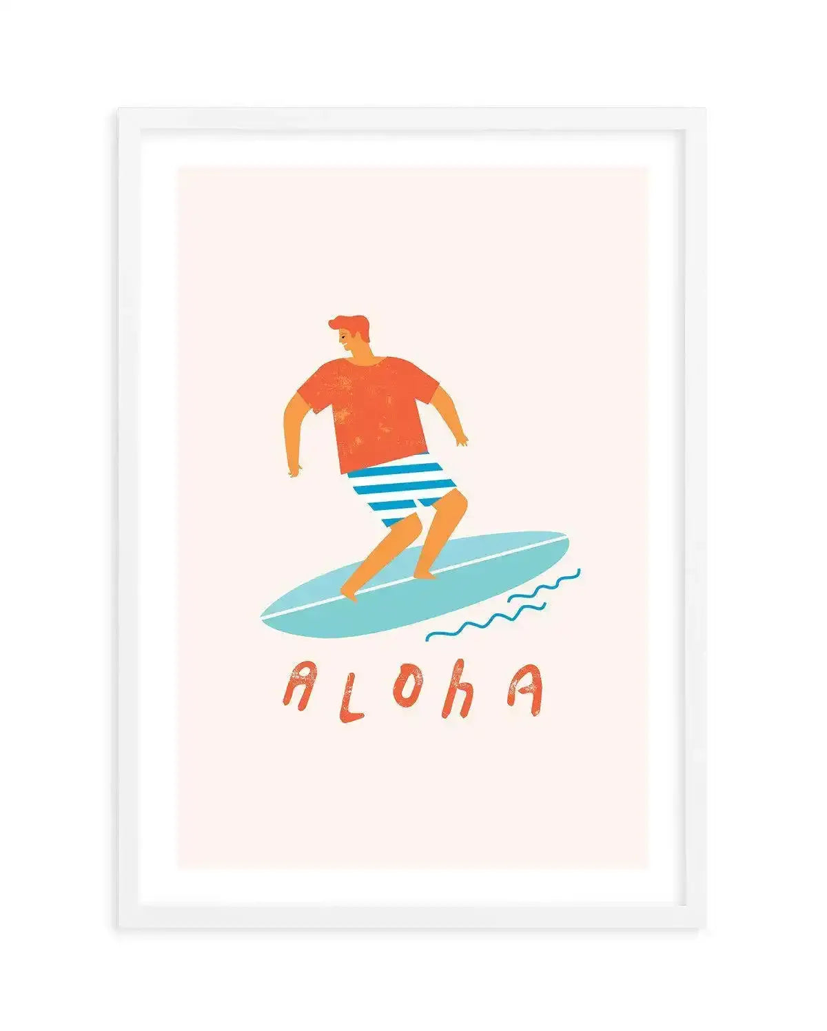 Aloha Surfer Dude | Beige Art Print-PRINT-Olive et Oriel-Olive et Oriel-A5 | 5.8" x 8.3" | 14.8 x 21cm-White-With White Border-Buy-Australian-Art-Prints-Online-with-Olive-et-Oriel-Your-Artwork-Specialists-Austrailia-Decorate-With-Coastal-Photo-Wall-Art-Prints-From-Our-Beach-House-Artwork-Collection-Fine-Poster-and-Framed-Artwork