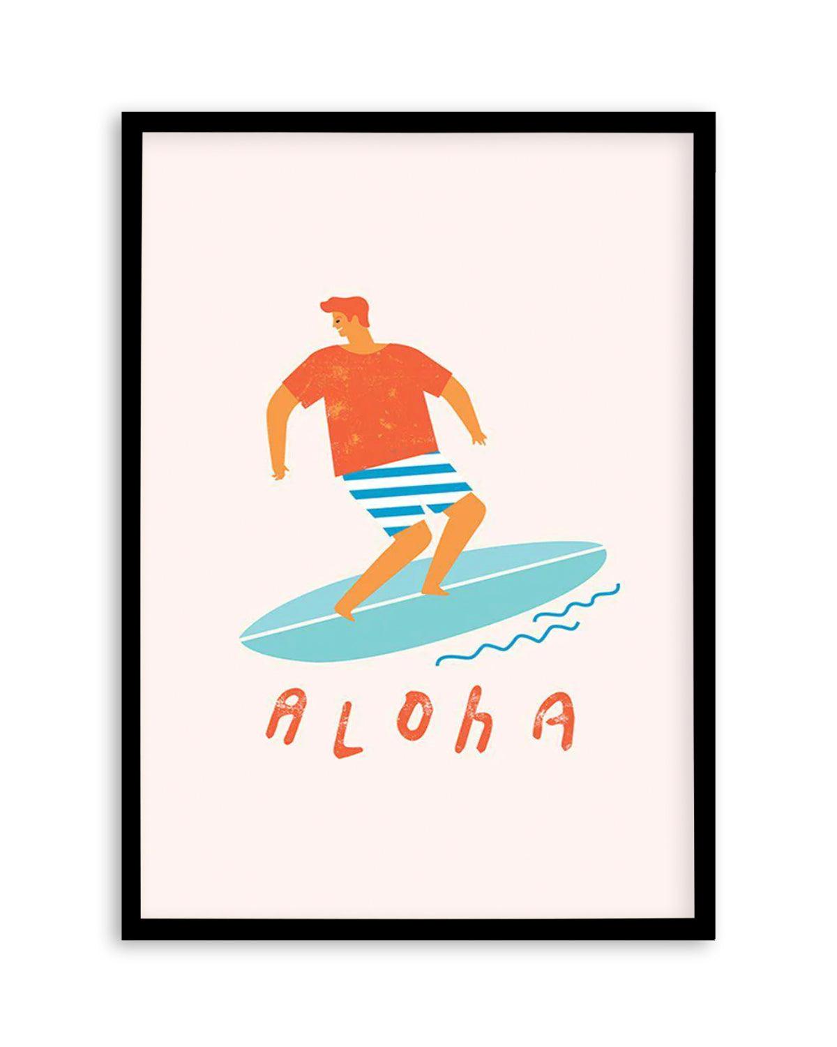 Aloha Surfer Dude | Beige Art Print