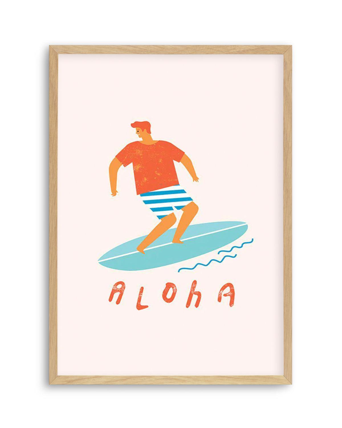 Aloha Surfer Dude | Beige Art Print