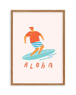 Aloha Surfer Dude | Beige Art Print