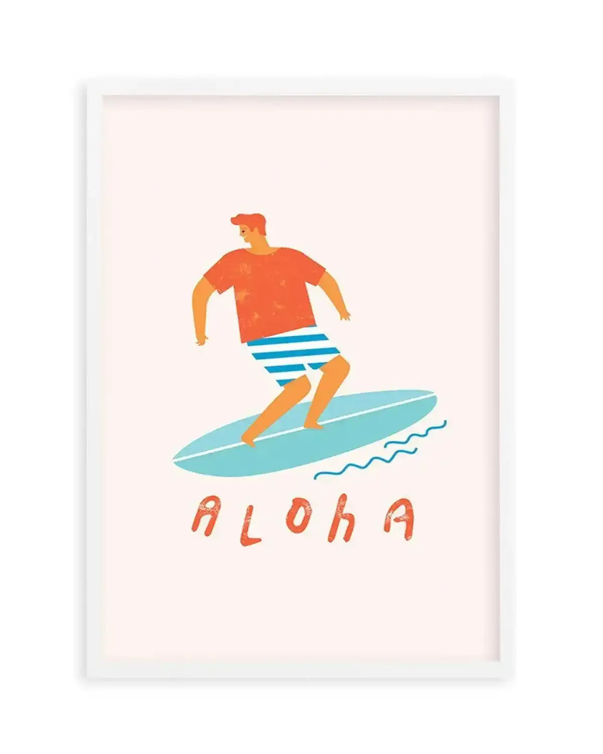 Aloha Surfer Dude | Beige Art Print from Olive et Oriel where you can shop wallpaper and artworks online