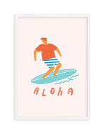 Aloha Surfer Dude | Beige Art Print