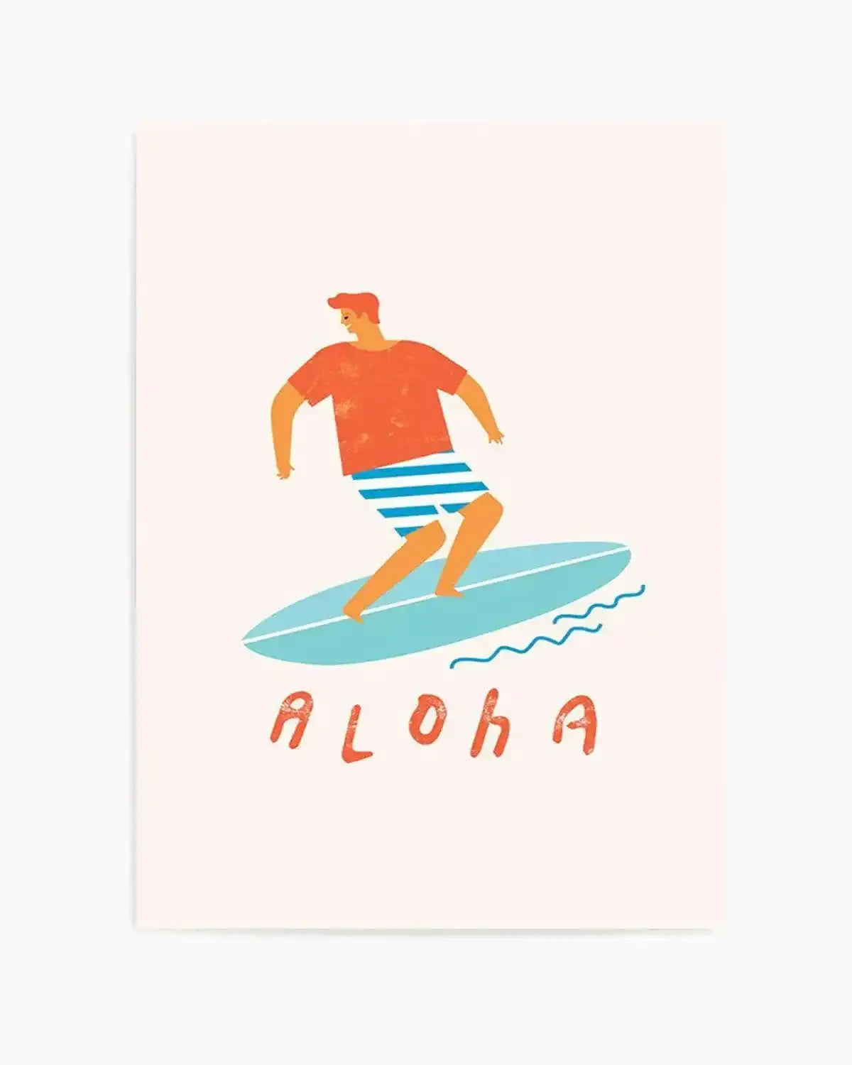 Aloha Surfer Dude | Beige Art Print from Olive et Oriel where you can shop wallpaper and artworks online