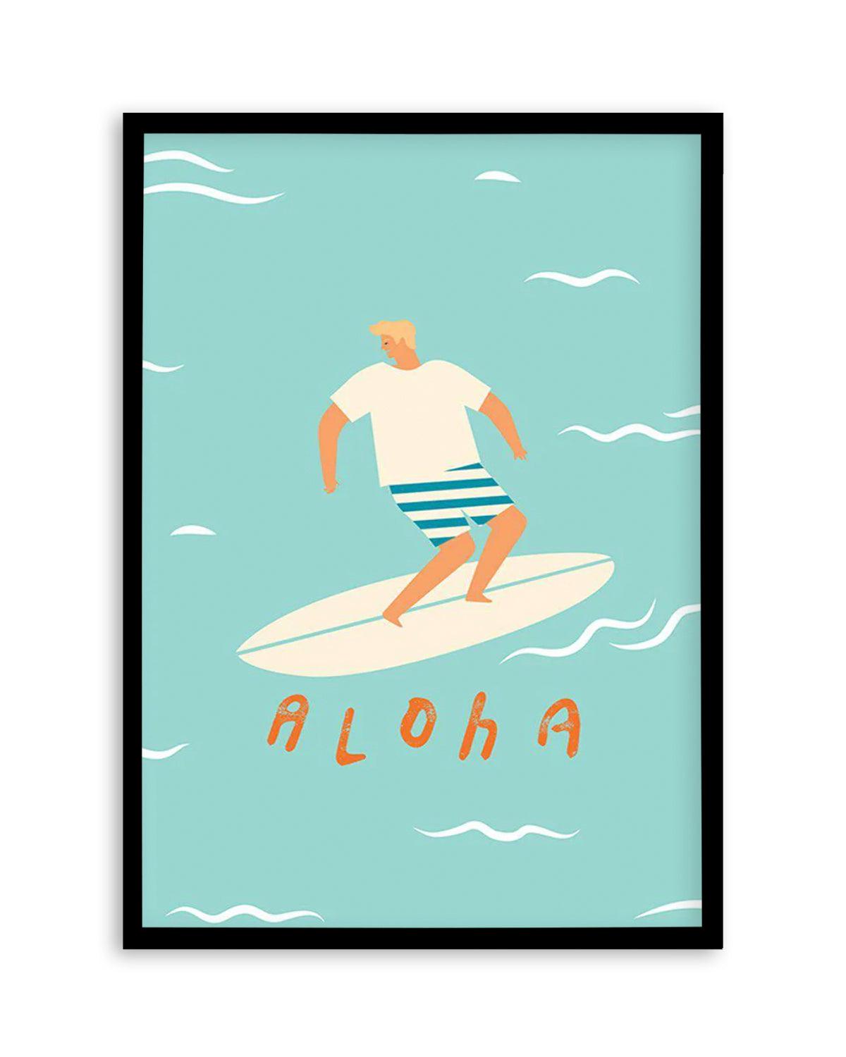 Aloha Surfer Dude | Blue Art Print