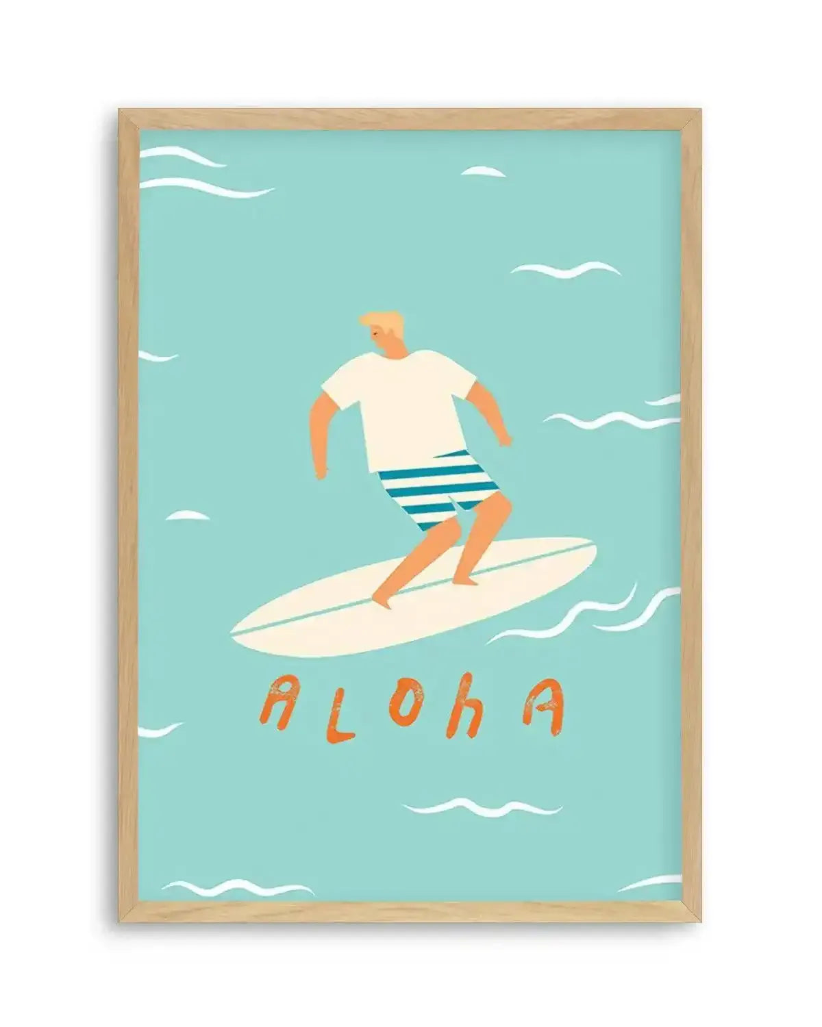 Aloha Surfer Dude | Blue Art Print from Olive et Oriel where you can shop wallpaper and artworks online
