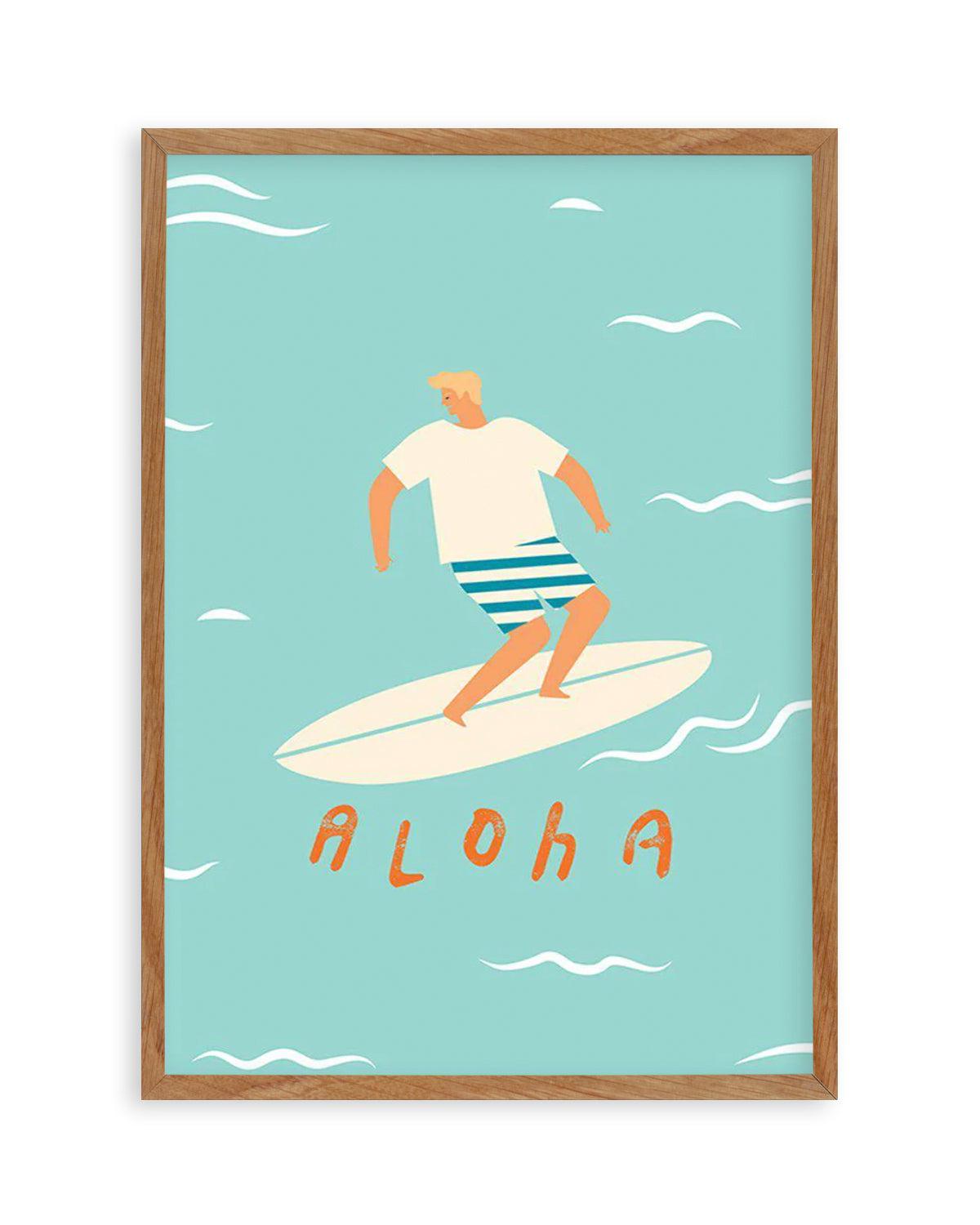 Aloha Surfer Dude | Blue Art Print