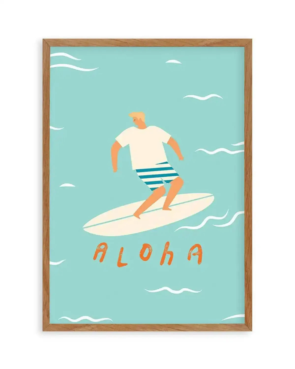 Aloha Surfer Dude | Blue Art Print from Olive et Oriel where you can shop wallpaper and artworks online