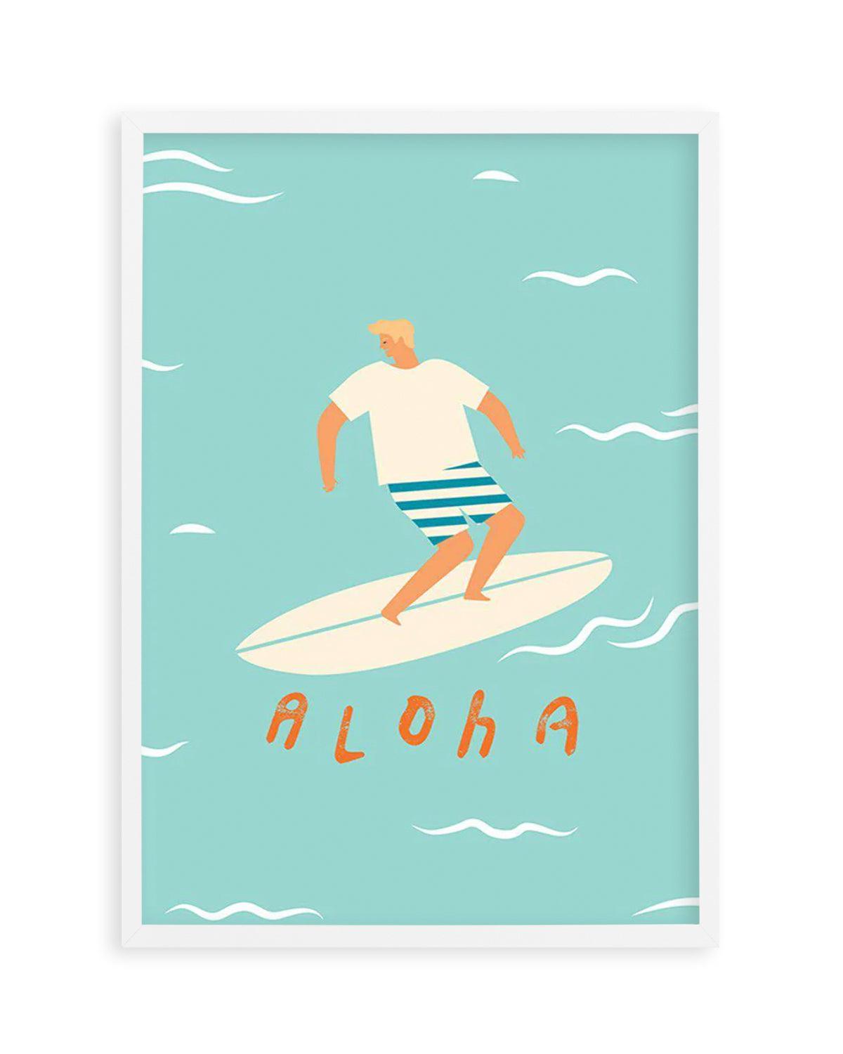 Aloha Surfer Dude | Blue Art Print