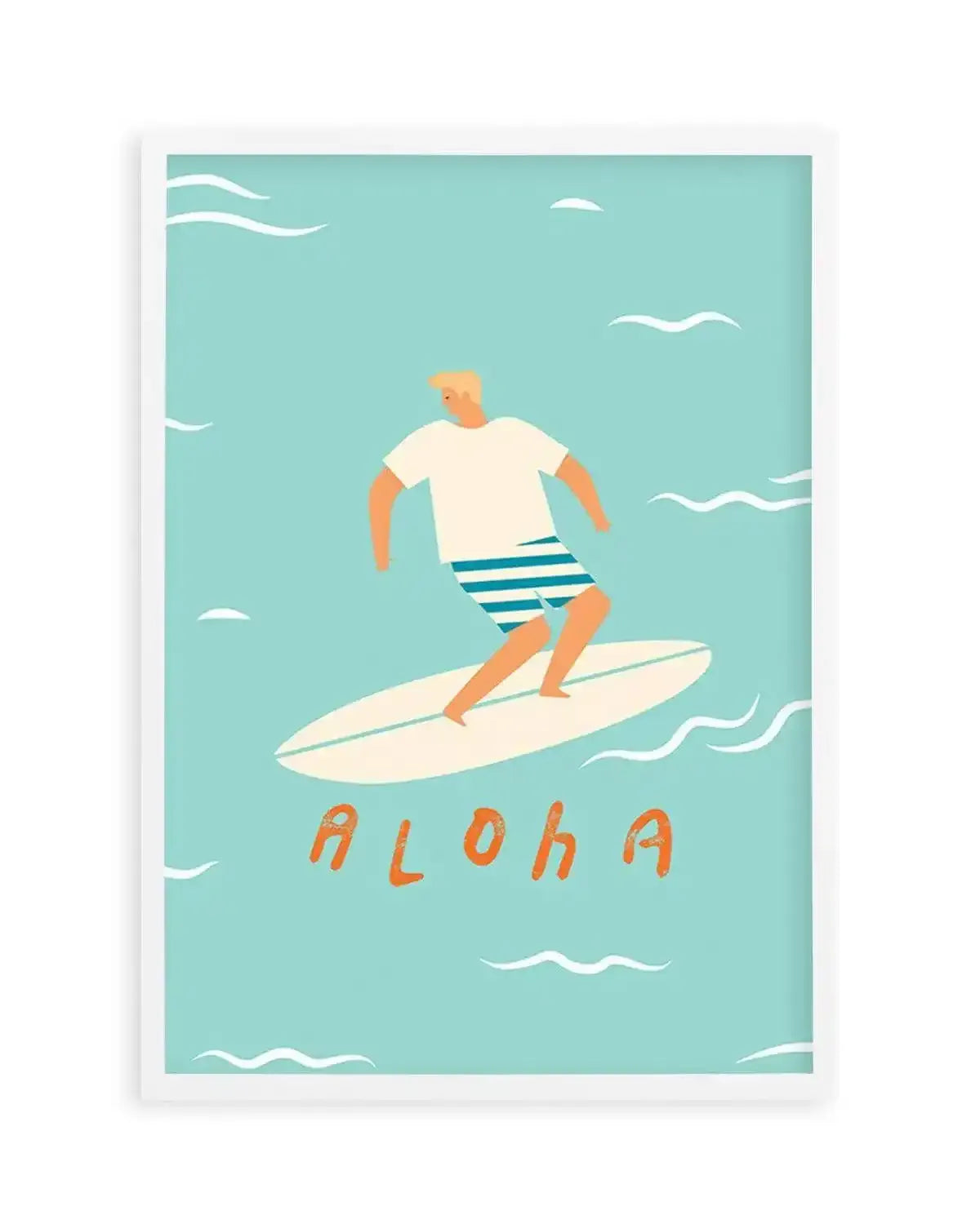 Aloha Surfer Dude | Blue Art Print from Olive et Oriel where you can shop wallpaper and artworks online