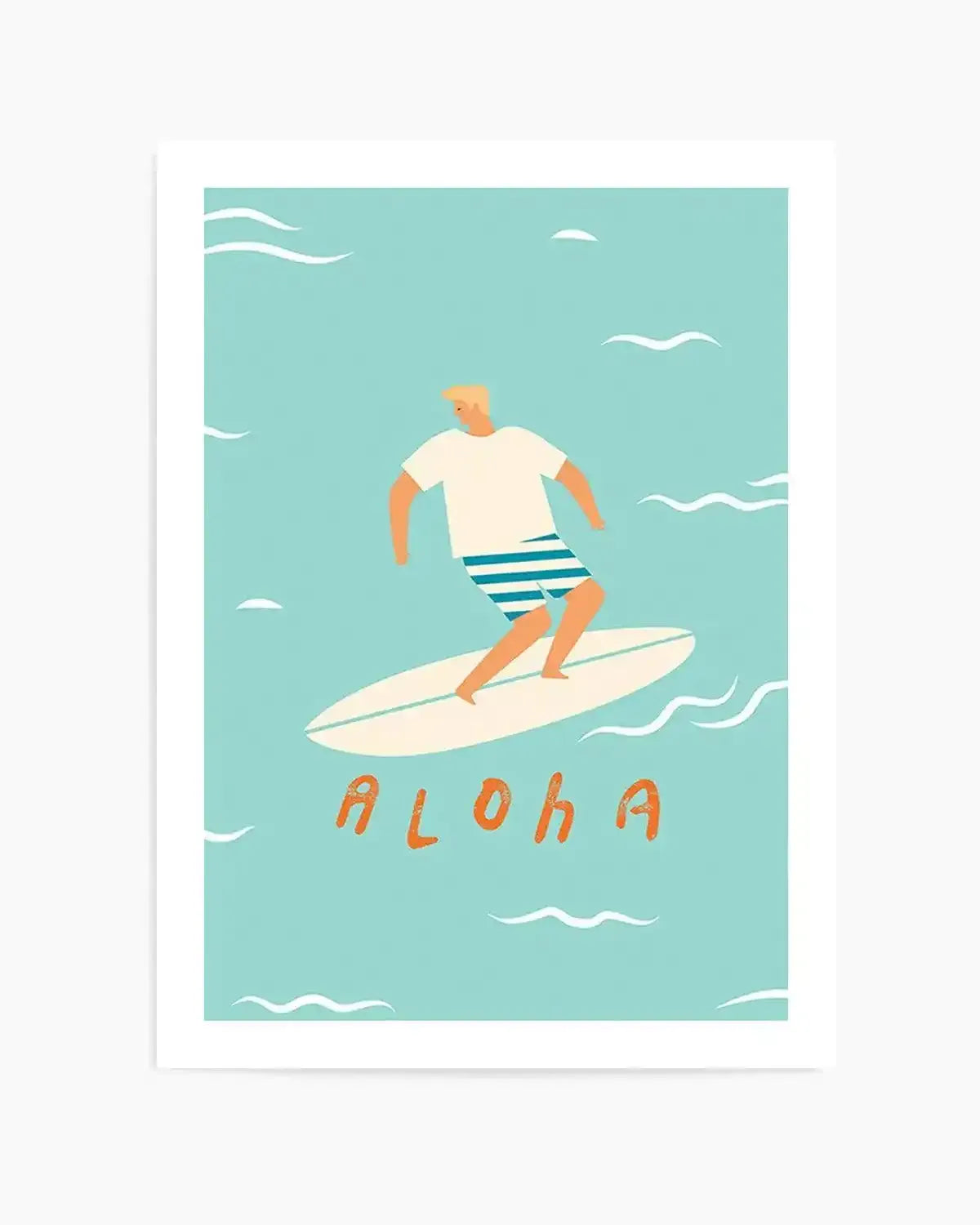 Aloha Surfer Dude | Blue Art Print from Olive et Oriel where you can shop wallpaper and artworks online