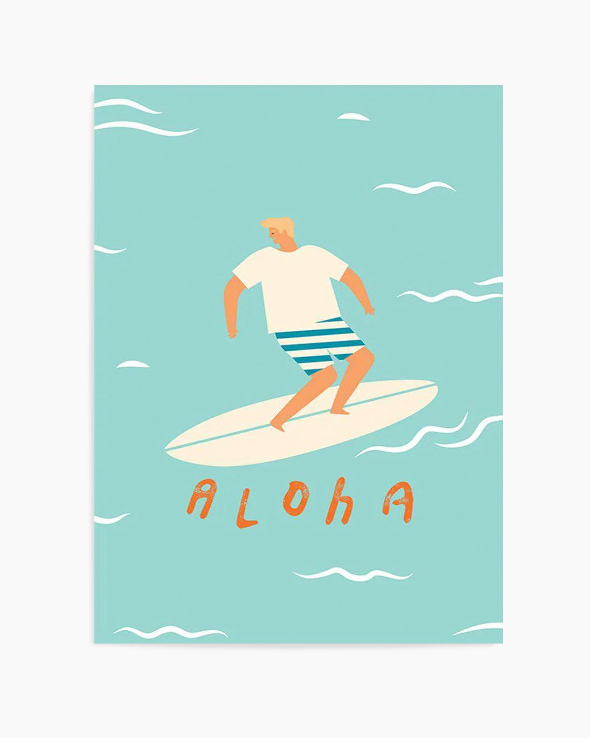 Aloha Surfer Dude | Blue Art Print