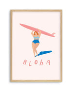 Aloha Surfer Girl Art Print