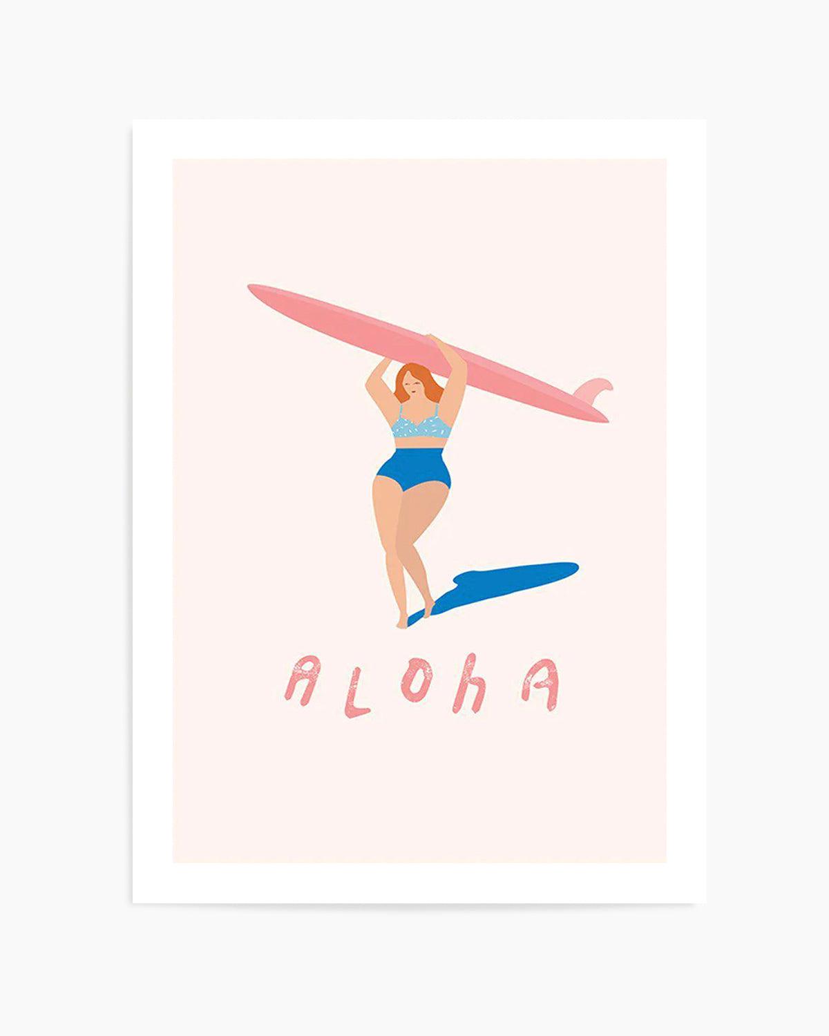 Aloha Surfer Girl Art Print