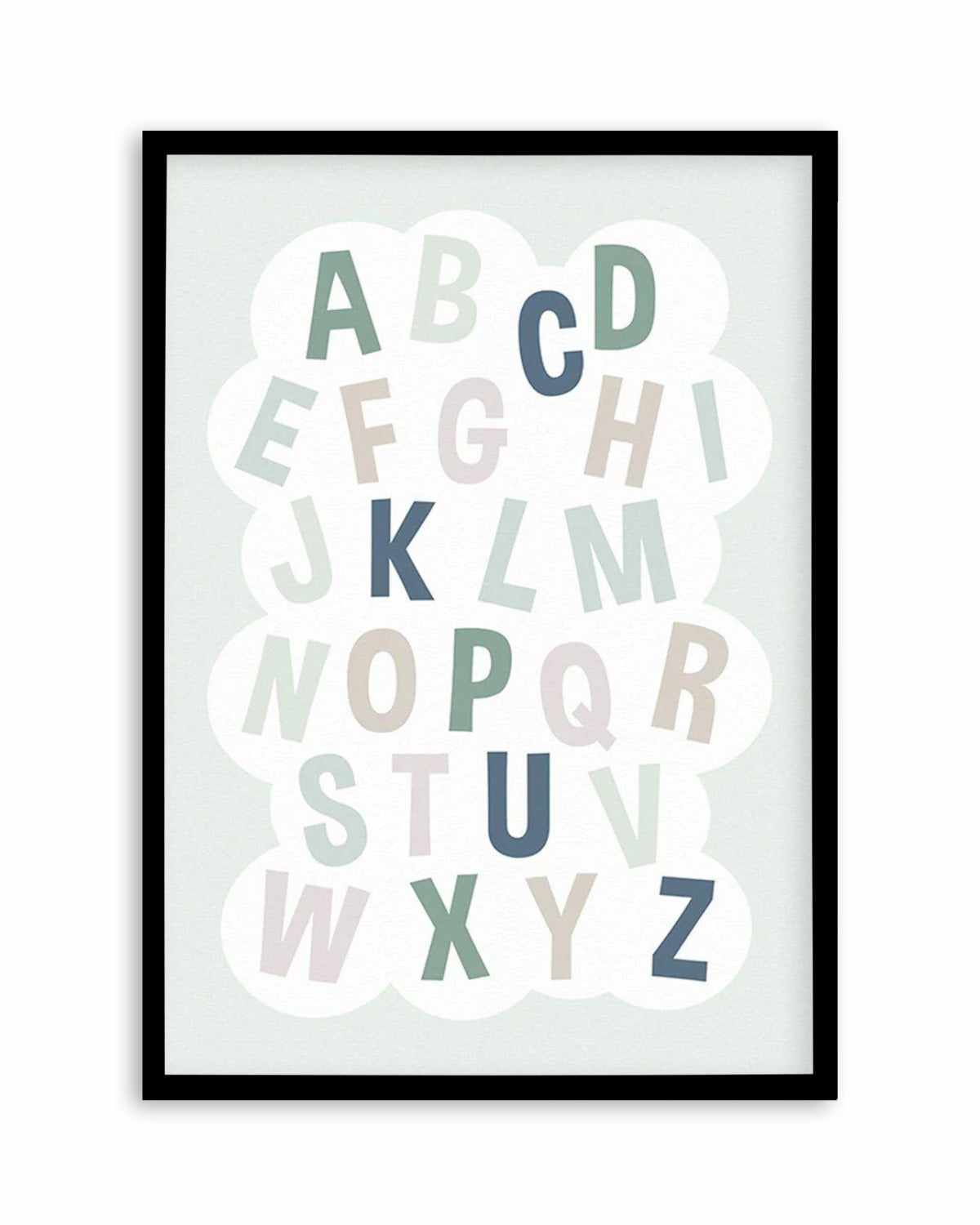 Alphabet Cloud | Green & Blue Art Print