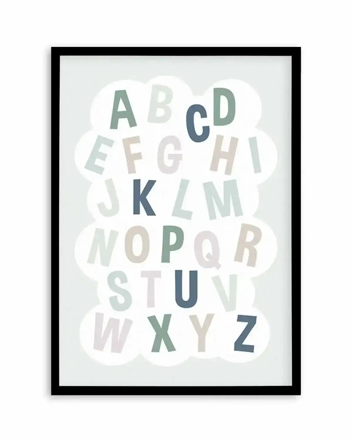 Alphabet Cloud | Green & Blue Art Print from Olive et Oriel where you can shop wallpaper and artworks online
