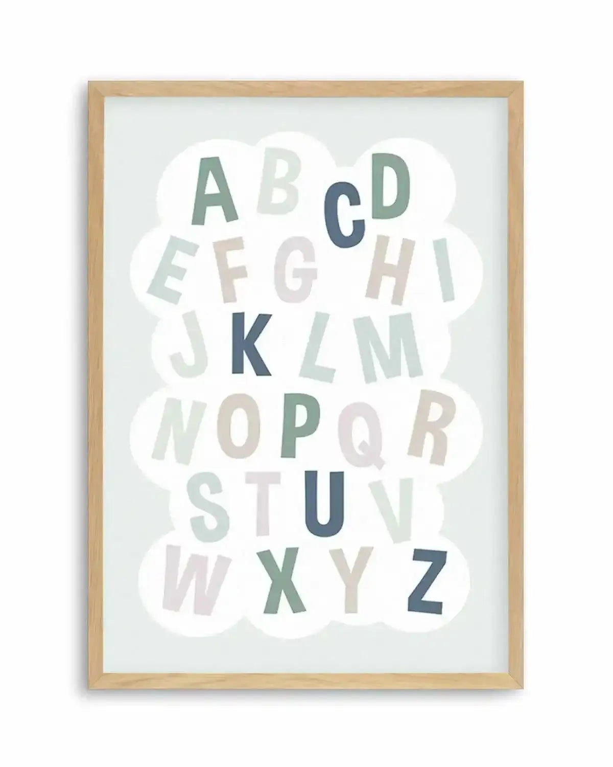 Alphabet Cloud | Green & Blue Art Print from Olive et Oriel where you can shop wallpaper and artworks online