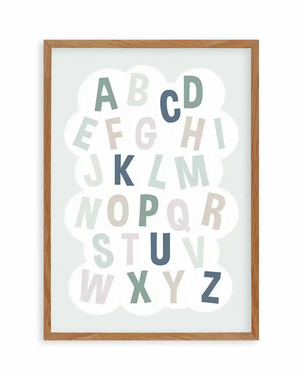 Alphabet Cloud | Green & Blue Art Print from Olive et Oriel where you can shop wallpaper and artworks online