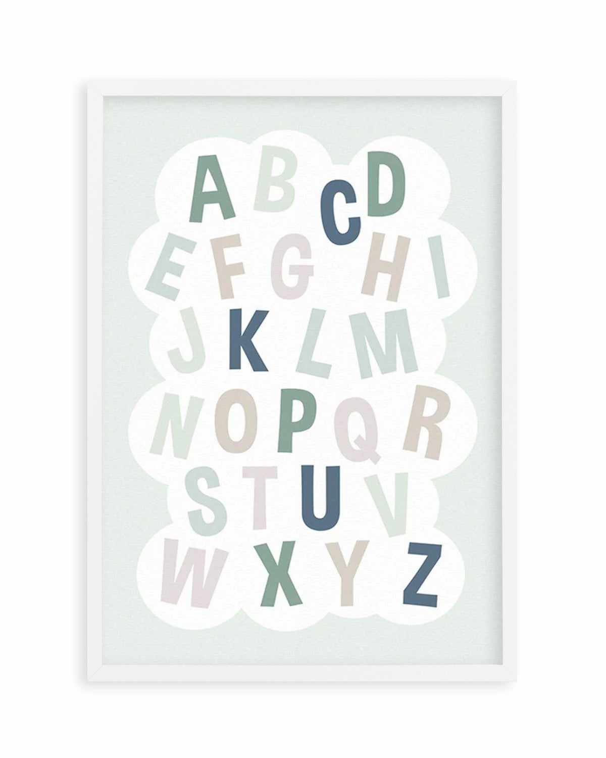 Alphabet Cloud | Green & Blue Art Print