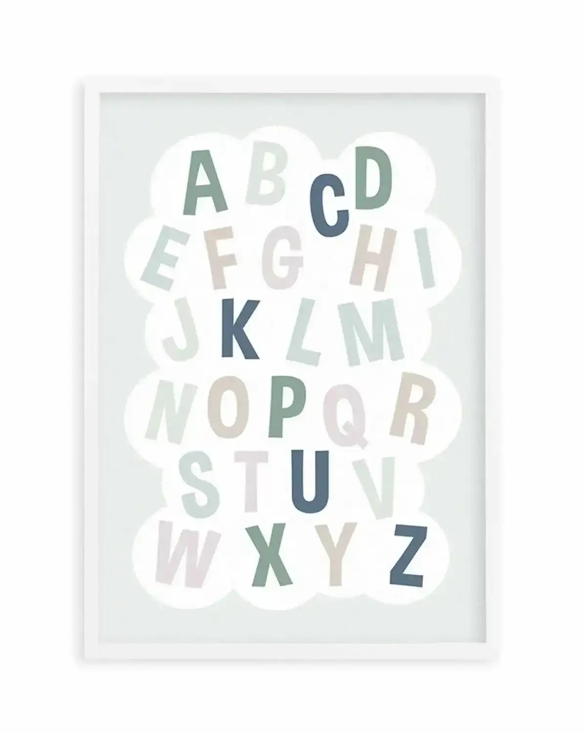 Alphabet Cloud | Green & Blue Art Print from Olive et Oriel where you can shop wallpaper and artworks online