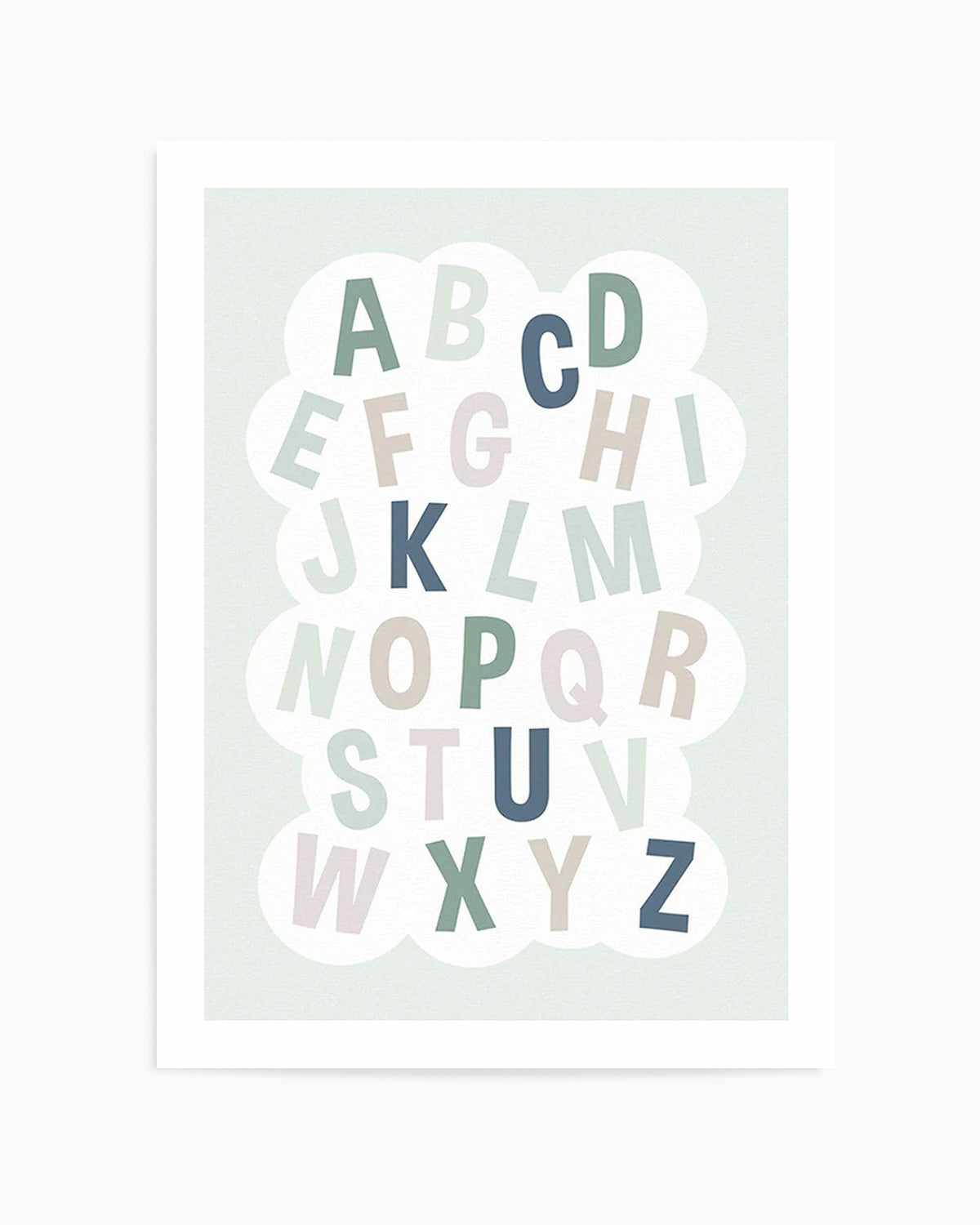 Alphabet Cloud | Green & Blue Art Print