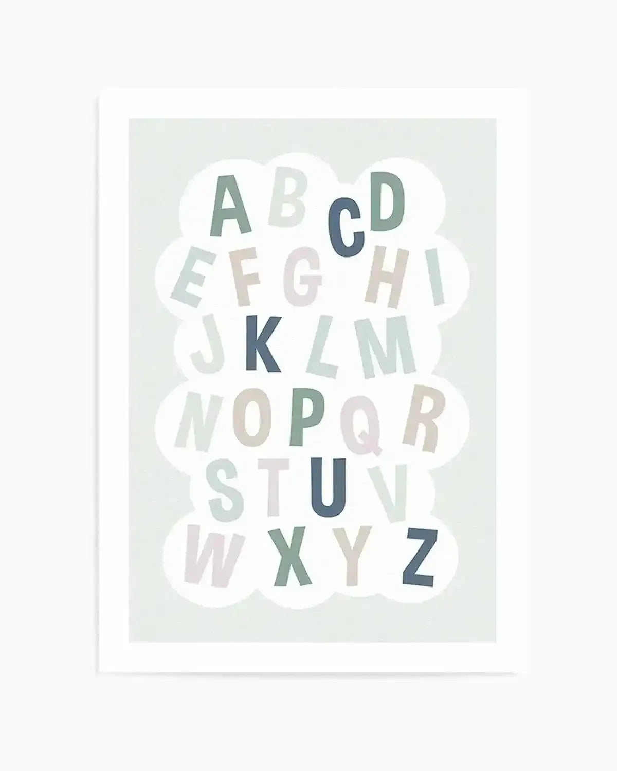 Alphabet Cloud | Green & Blue Art Print from Olive et Oriel where you can shop wallpaper and artworks online