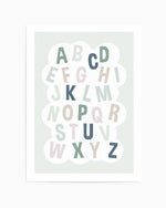 Alphabet Cloud | Green & Blue Art Print