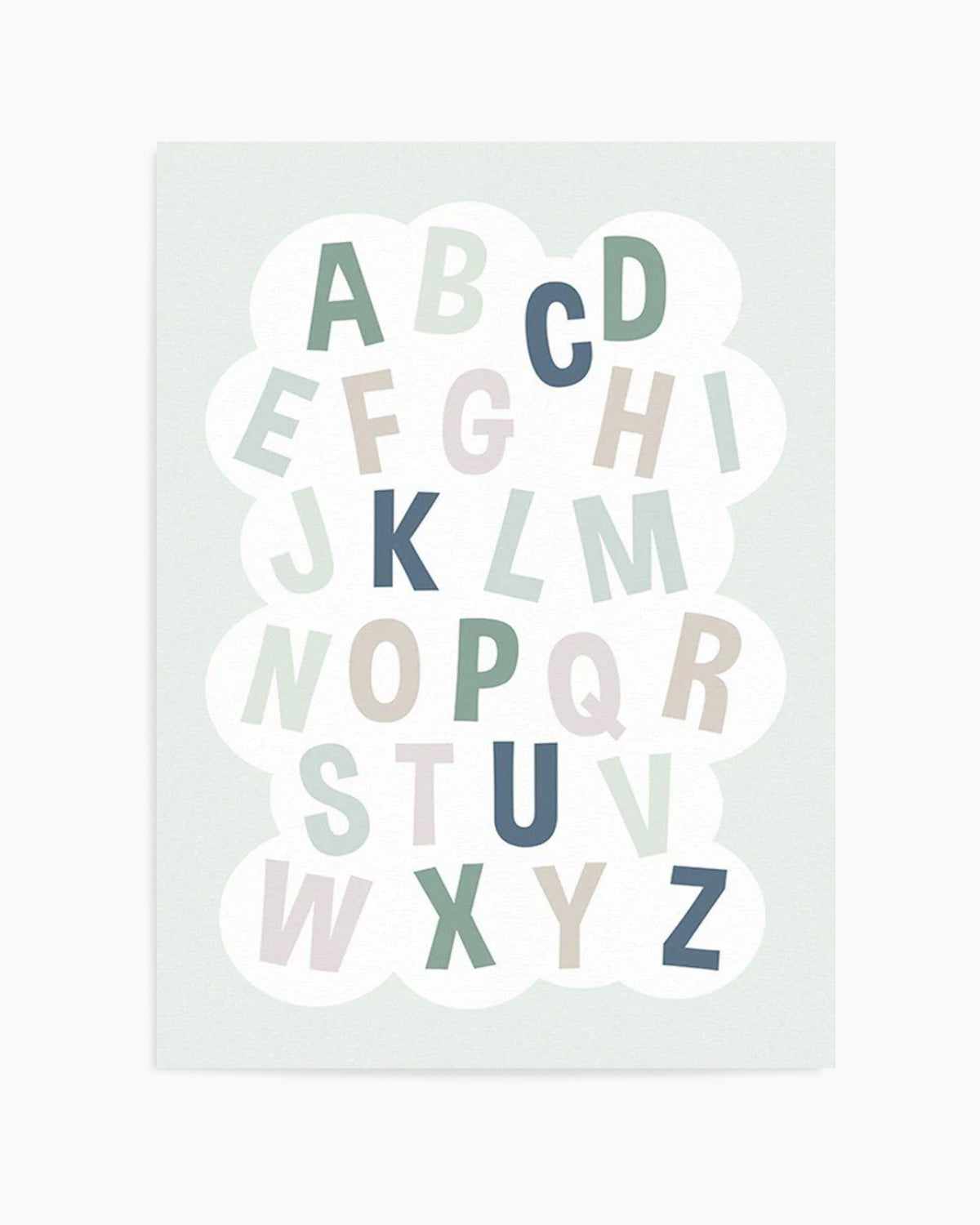 Alphabet Cloud | Green & Blue Art Print