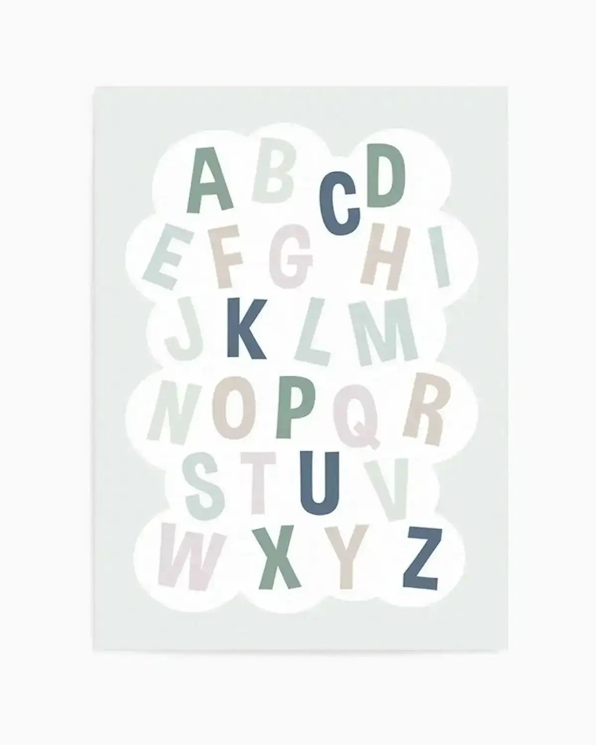 Alphabet Cloud | Green & Blue Art Print from Olive et Oriel where you can shop wallpaper and artworks online