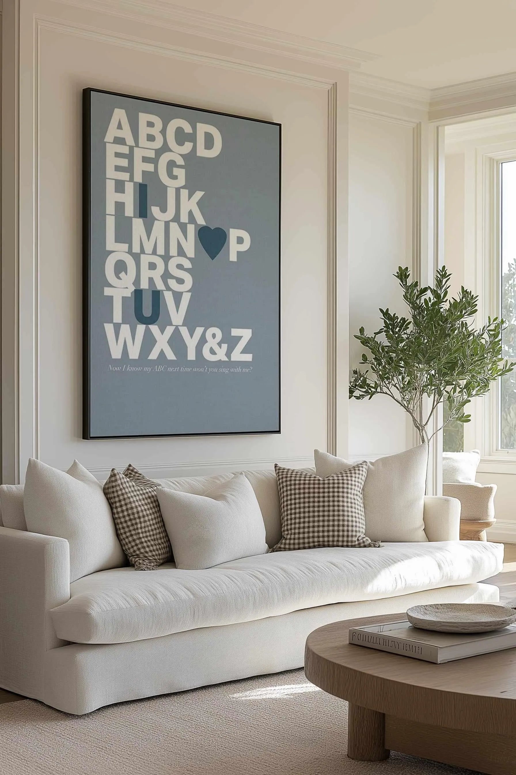 Alphabet Song | 5 Colour Options | Framed Canvas from Olive et Oriel where you can shop wallpaper and artworks online