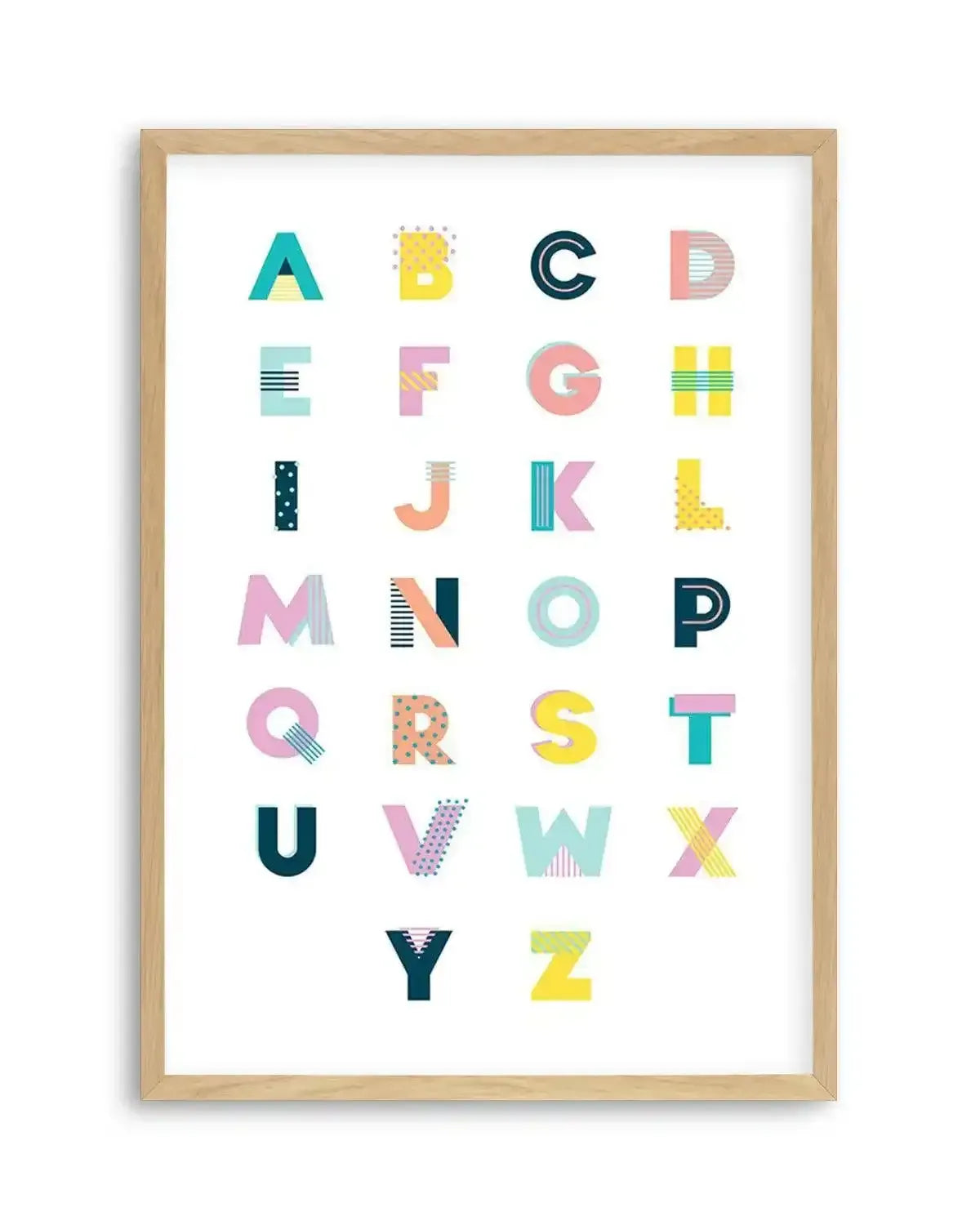 Alphabet | Super Bright Art Print from Olive et Oriel where you can shop wallpaper and artworks online