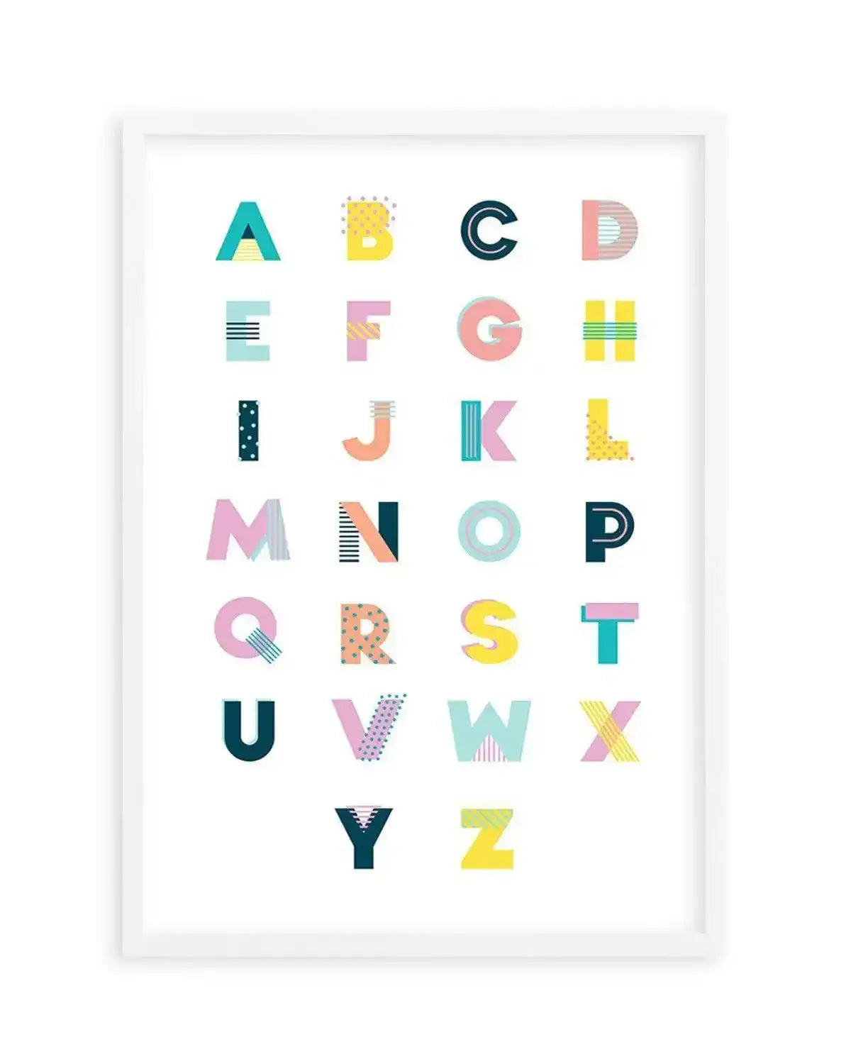Alphabet | Super Bright Art Print from Olive et Oriel where you can shop wallpaper and artworks online