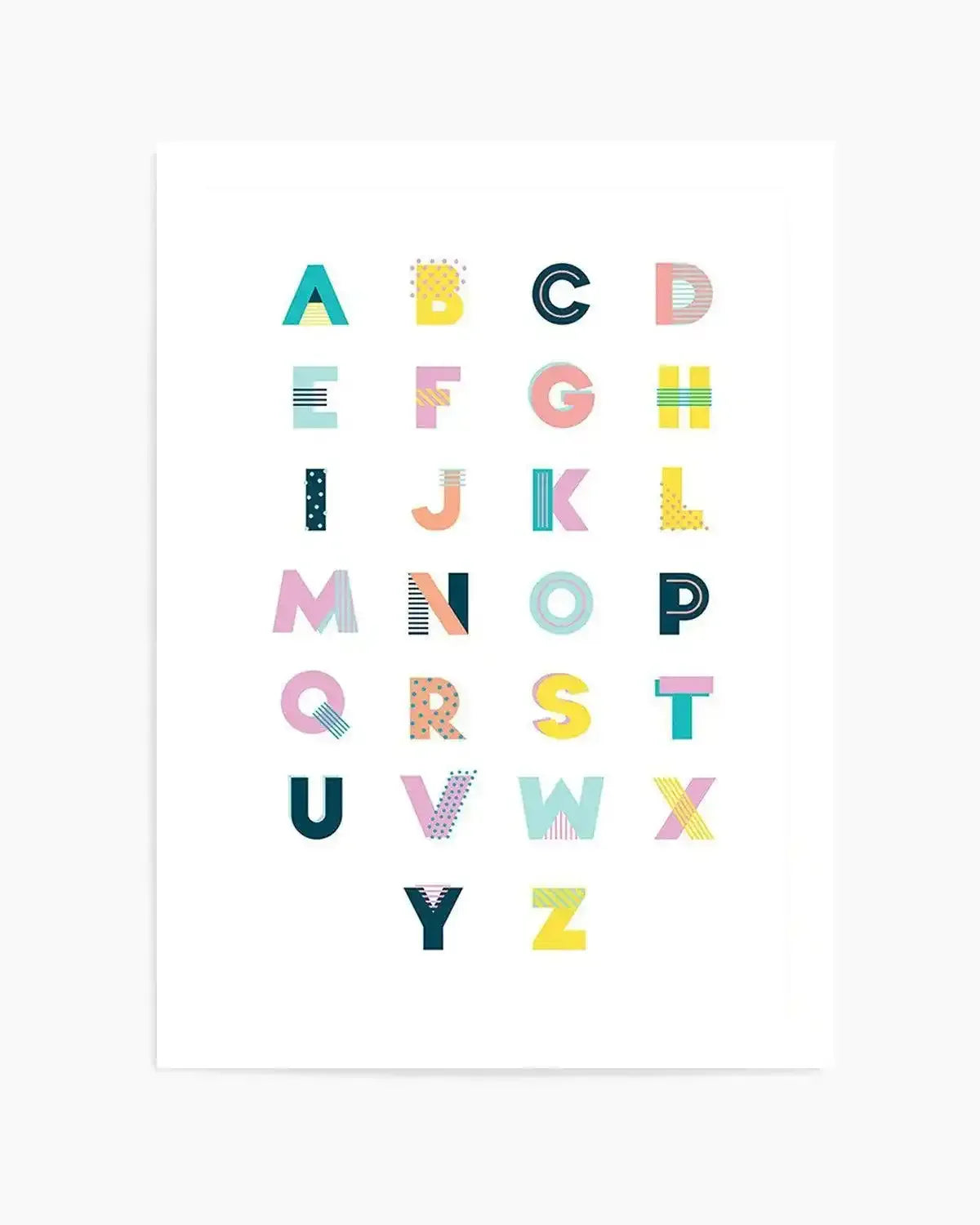 Alphabet | Super Bright Art Print from Olive et Oriel where you can shop wallpaper and artworks online