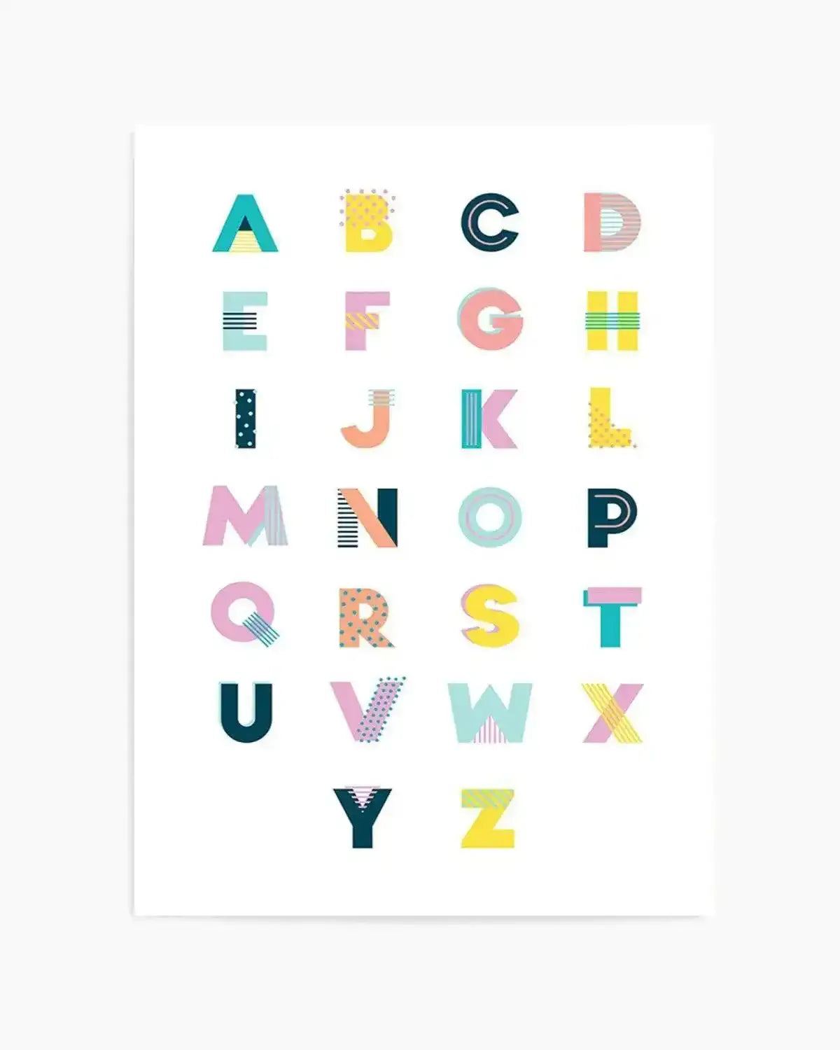 Alphabet | Super Bright Art Print from Olive et Oriel where you can shop wallpaper and artworks online
