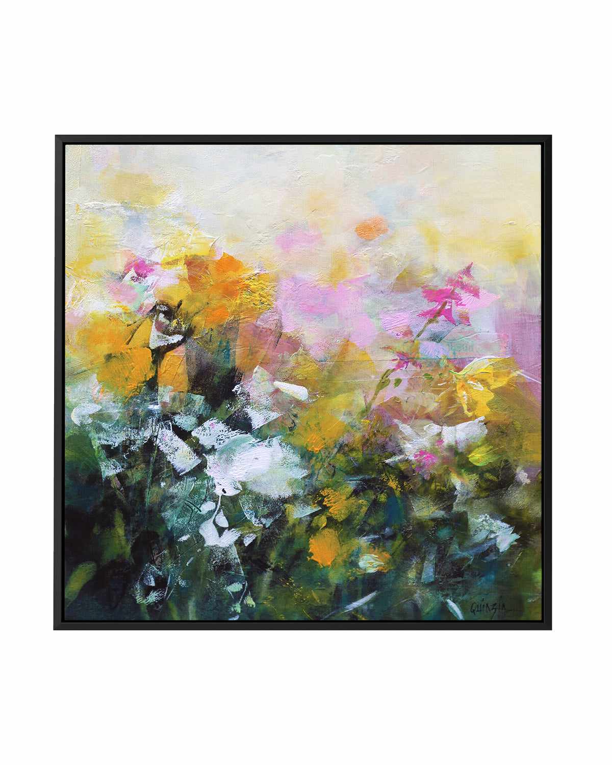 Always Flowers by Marianne Quinzin | Framed Canvas Art Print