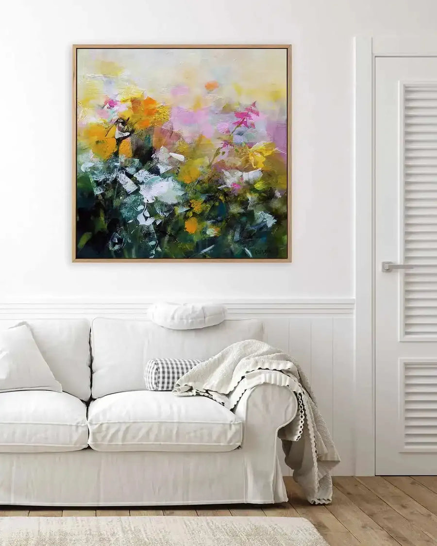 Always Flowers by Marianne Quinzin | Framed Canvas Art Print from Olive et Oriel where you can shop wallpaper and artworks online