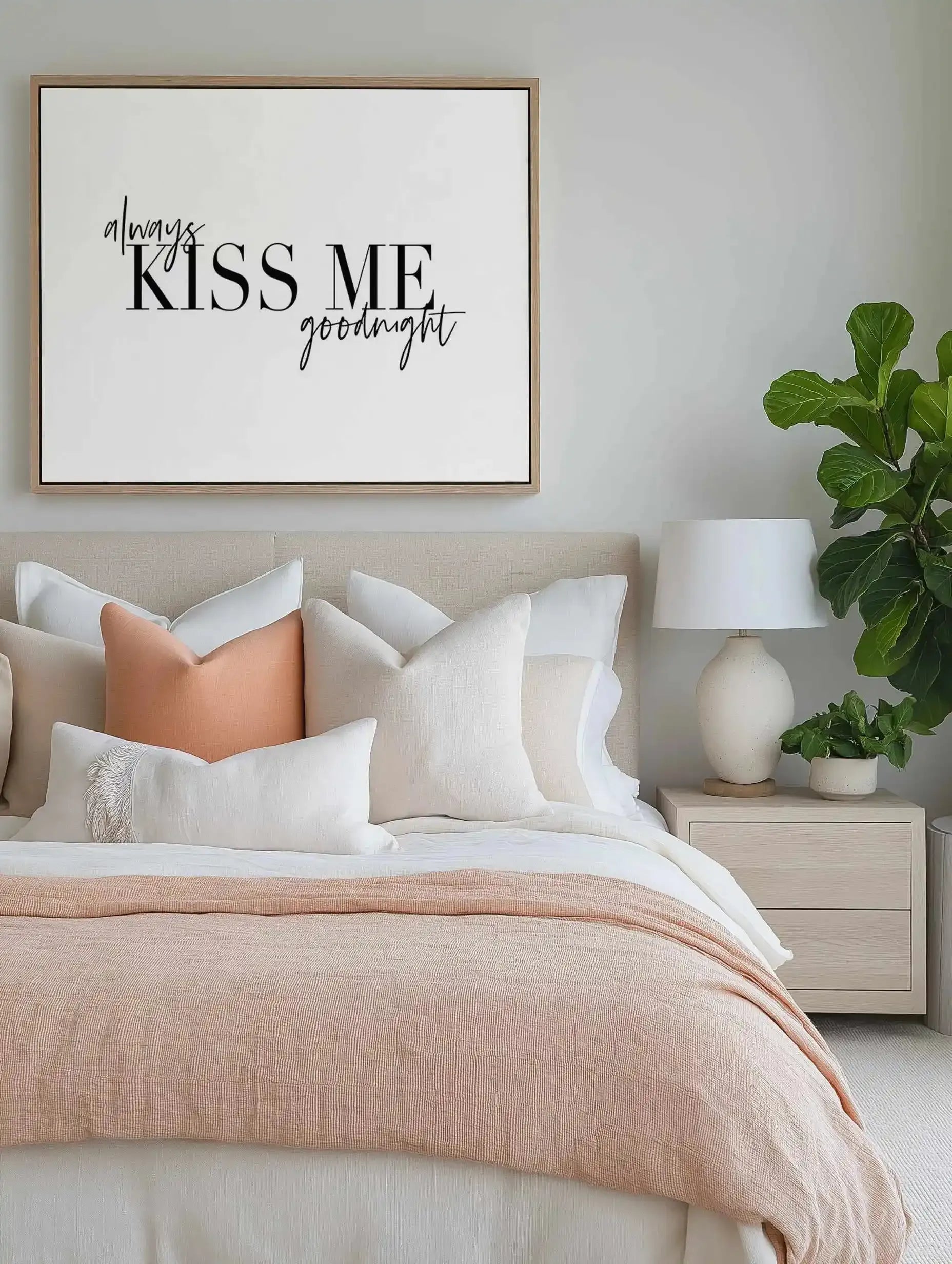 Always Kiss Me Goodnight | LS | Framed Canvas Art Print from Olive et Oriel where you can shop wallpaper and artworks online