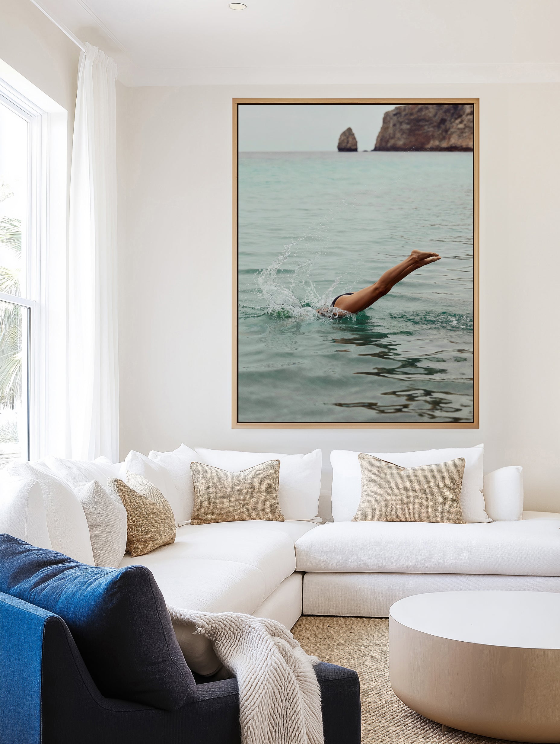 Amalfi Dive | Framed Canvas Art Print from Olive et Oriel where you can shop wallpaper and artworks online